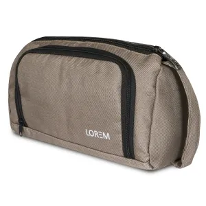 LOREM OG12 Grey & Black PVC-Coated Matty Fabric Pouch – Large Stationery & Small Makeup Organizer