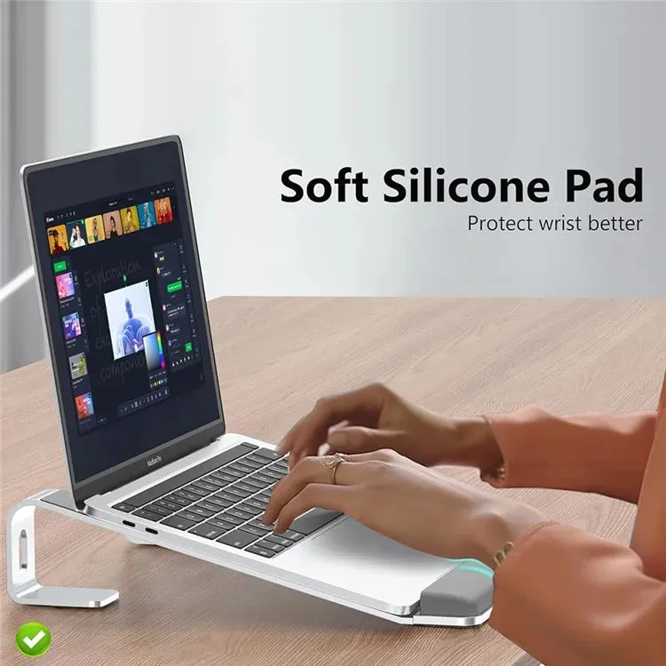 M8 Detachable Aluminum Alloy Laptop Riser Cooling Bracket with Silicone Wrist Support