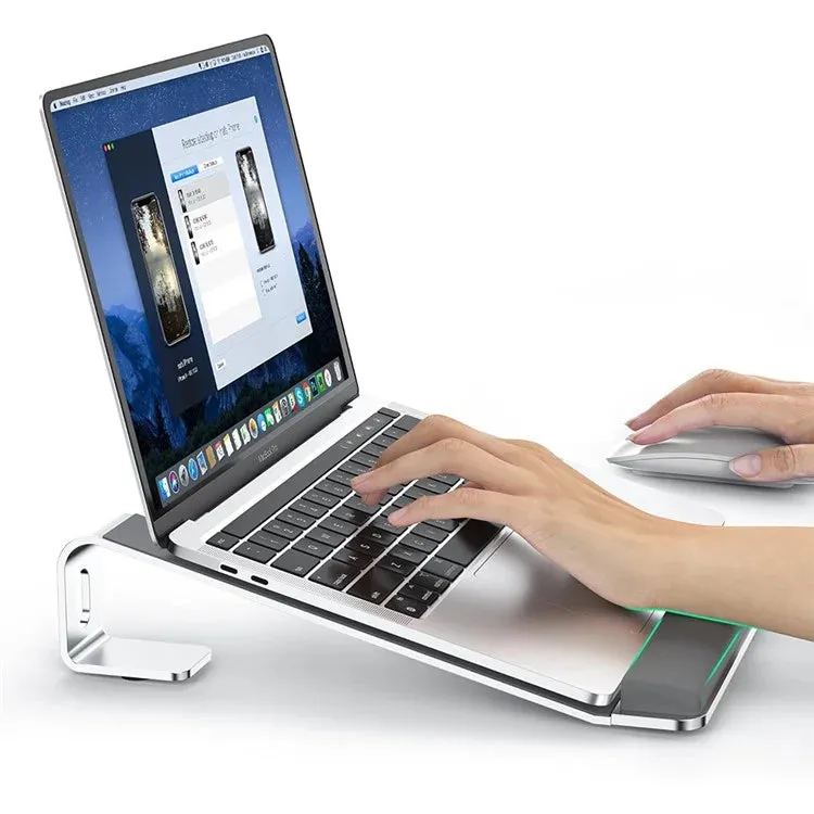 M8 Detachable Aluminum Alloy Laptop Riser Cooling Bracket with Silicone Wrist Support
