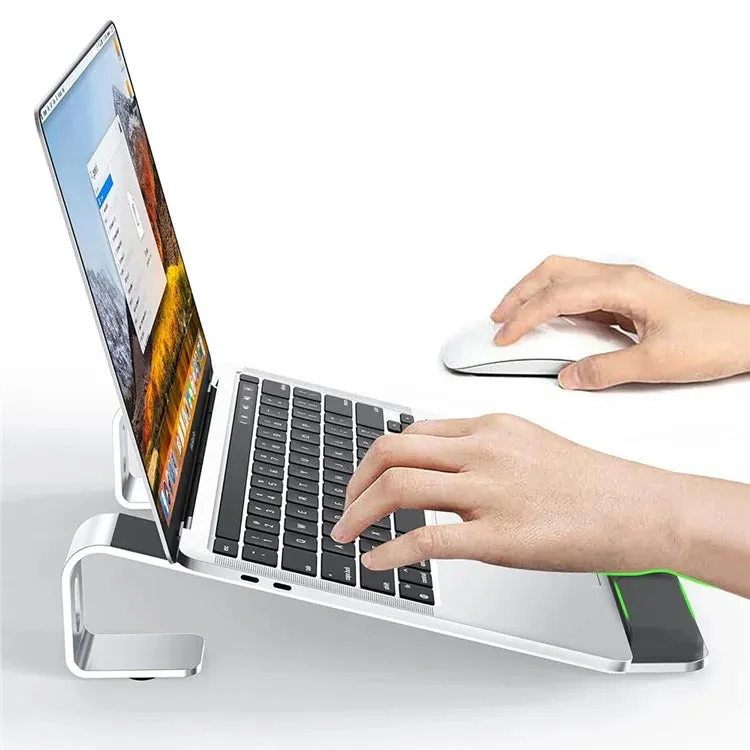 M8 Detachable Aluminum Alloy Laptop Riser Cooling Bracket with Silicone Wrist Support