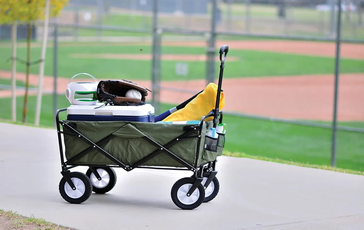 Mac Sports Folding Steel Frame Garden Utility Wagon Cart, Green (for Parts)