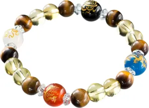 MADE IN JAPAN original feng shui bracelet good luck charm agate tiger eye citrine crystal divine wealth prosperity men and woman unisex japanese craftsman stretch 6-8 inches