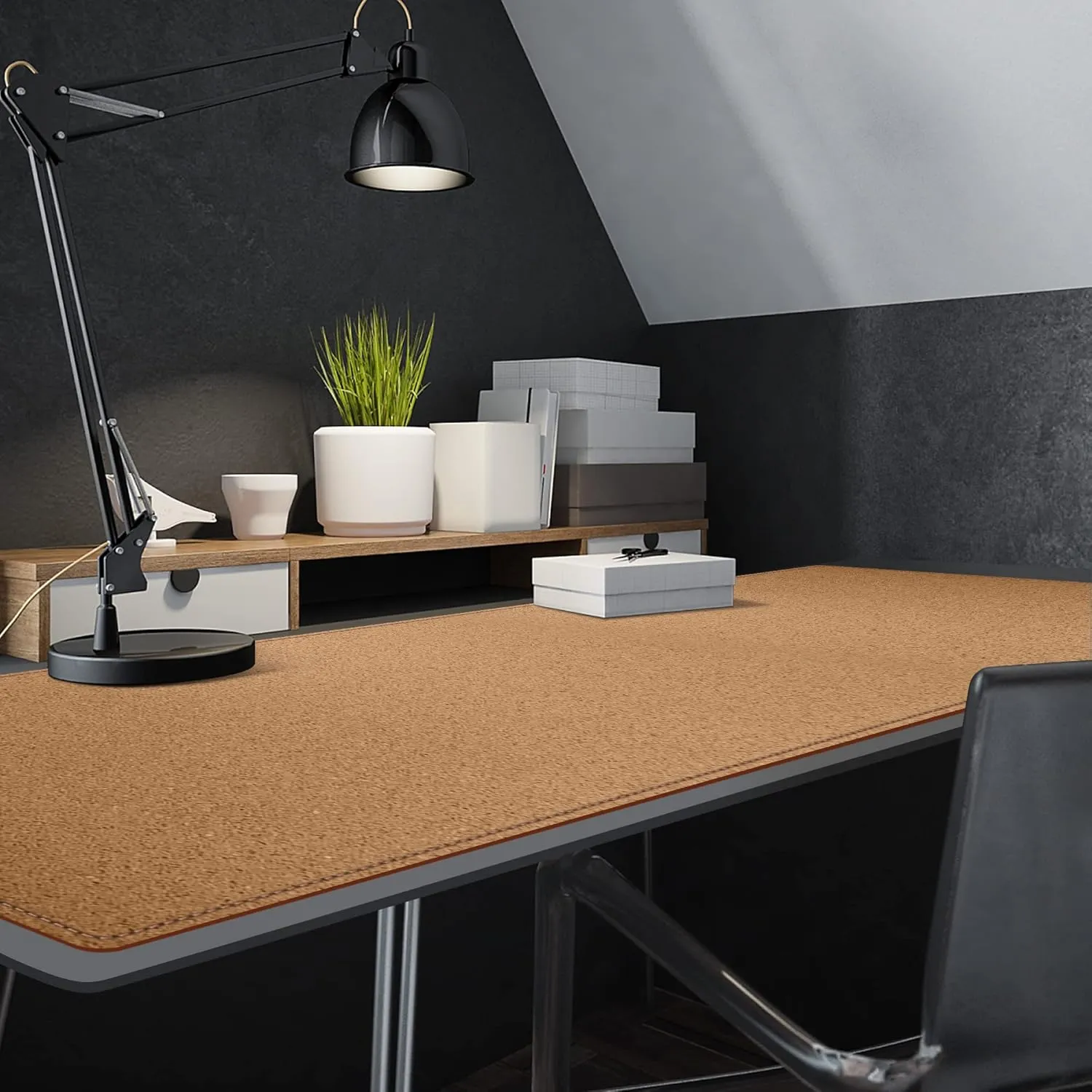 MAIDERN Cork & Leather Large XXL Desk Mat, Dual Sided - Full Desk Mouse Pad, Desk Pad Protector for Gaming Home Office (Brown)