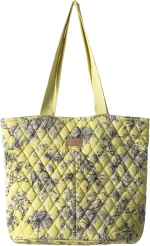 Maison d' Hermine Shopping Bag Cotton Quilted Tote Bag with Zipper Pockets & Small Pouch Grocery Bag for Work Travel Lunch
