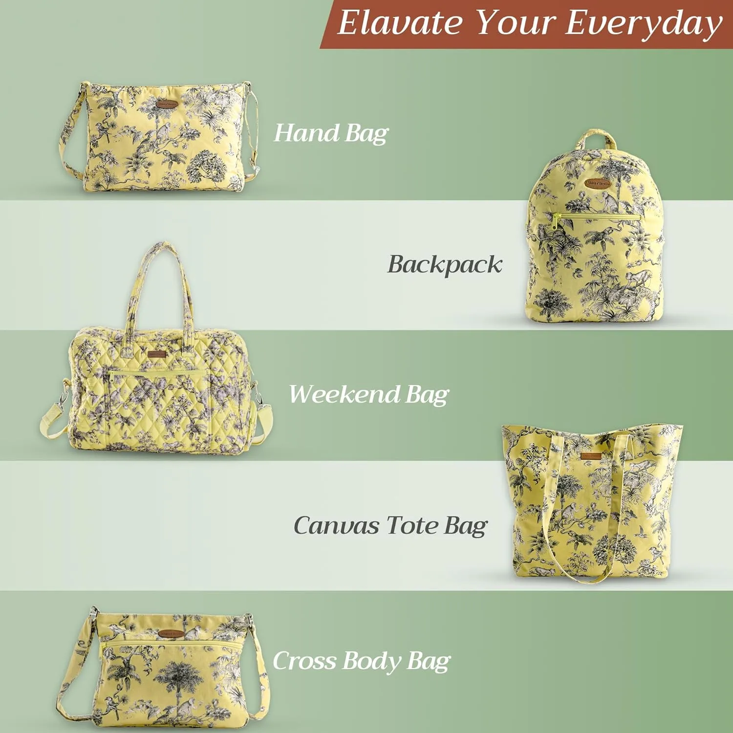 Maison d' Hermine Shopping Bag Cotton Quilted Tote Bag with Zipper Pockets & Small Pouch Grocery Bag for Work Travel Lunch