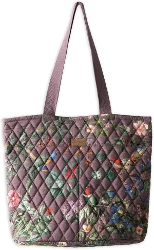 Maison d' Hermine Shopping Bag Cotton Quilted Tote Bag with Zipper Pockets & Small Pouch Grocery Bag for Work Travel Lunch