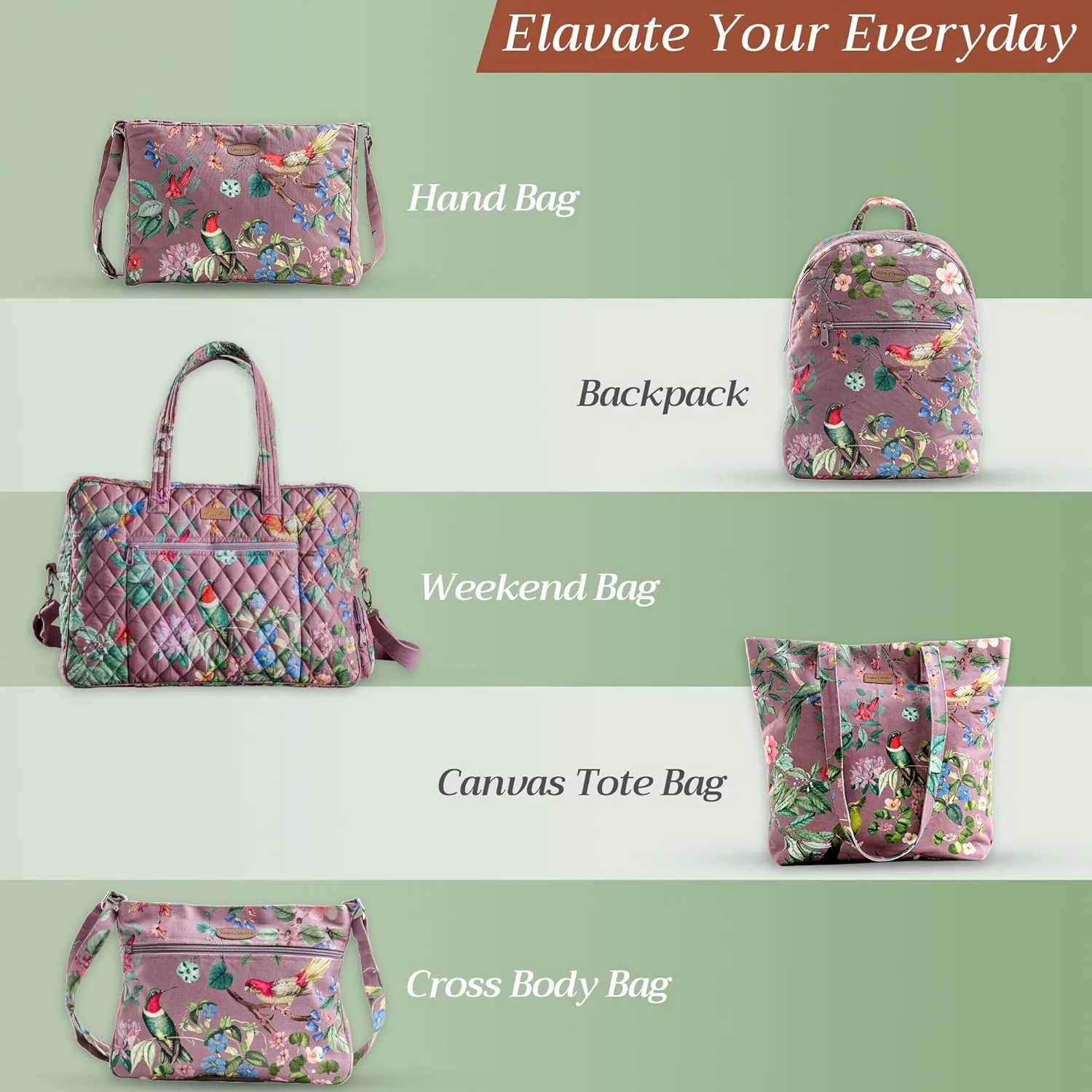 Maison d' Hermine Shopping Bag Cotton Quilted Tote Bag with Zipper Pockets & Small Pouch Grocery Bag for Work Travel Lunch