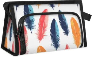 Makeup Bag Bird-feather Travel Toiletry Bag Makeup Organizer Portable Make Up Bags for Women Cosmetic Bag with Handle