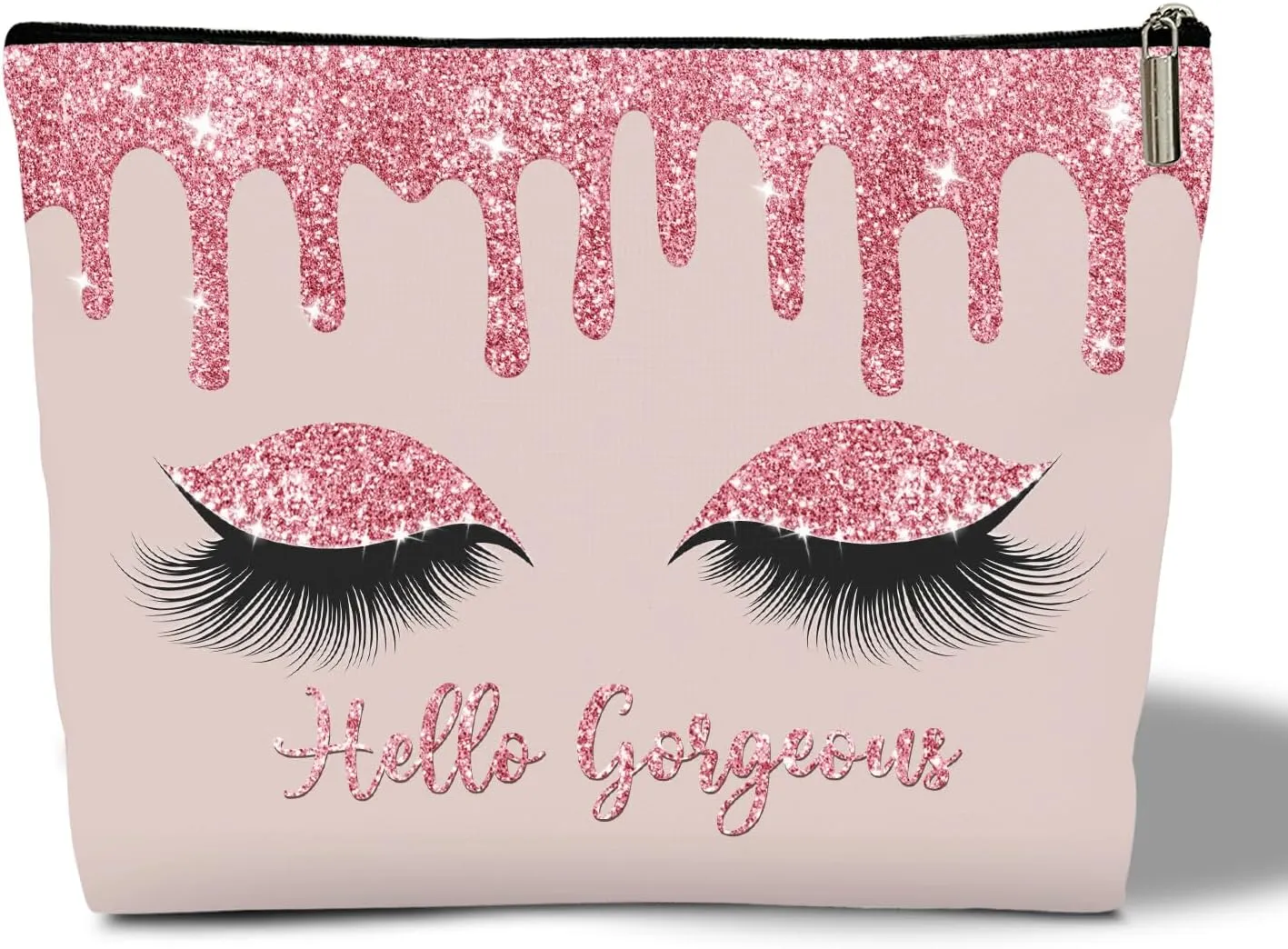 Makeup Bag - Hello Gorgeous, Inspirational Gift for Her, Women, Girl, Sister, Friend, Mom, Coworker, Glitters Eyeshadows Makeup Bag Purse, Toiletry Makeup Bag Pouch Travel Accessories -14