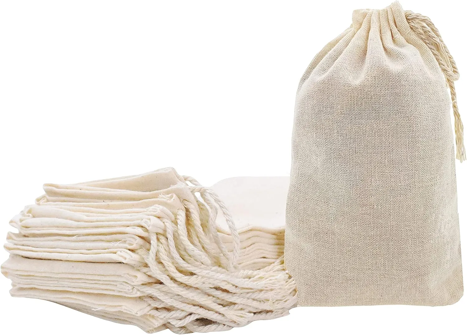 Mandala Crafts 15X9 Muslin Drawstring Bags Cotton Fabric Sachets - 15-Pack Cloth Drawstrings Gift Pouches for Treat Cooking Spice Toiletries Hair Dryers Shoes Bags