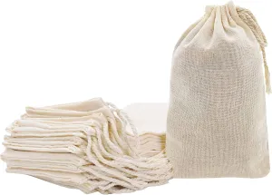 Mandala Crafts 15X9 Muslin Drawstring Bags Cotton Fabric Sachets - 15-Pack Cloth Drawstrings Gift Pouches for Treat Cooking Spice Toiletries Hair Dryers Shoes Bags