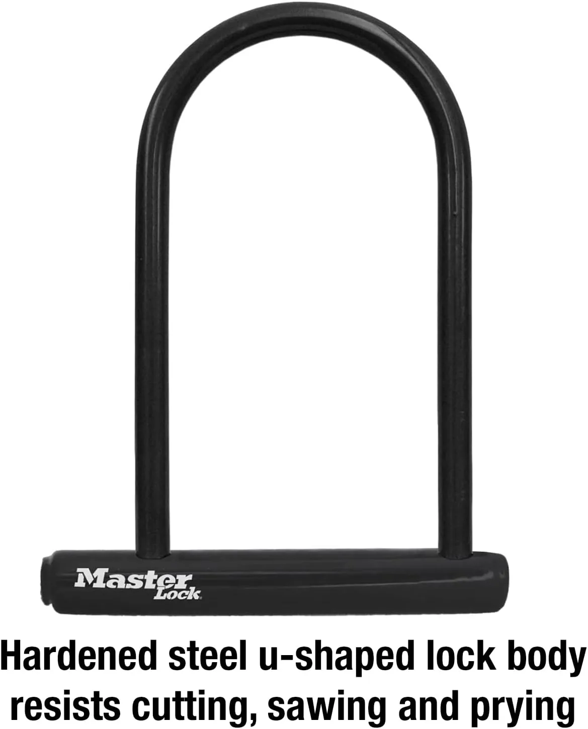 Master Lock Black Bike Lock with Key, Standard Size U-Lock for Bicycles and Other Outdoor Equipment, Anti-Theft Lock for Bikes, 8320D