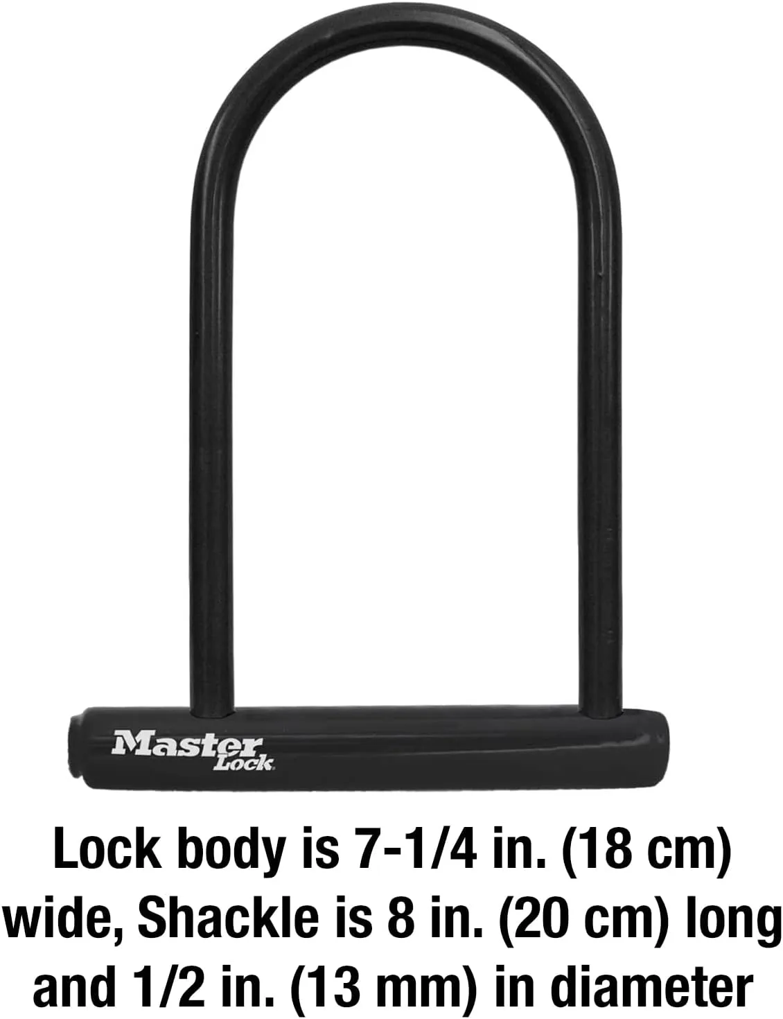 Master Lock Black Bike Lock with Key, Standard Size U-Lock for Bicycles and Other Outdoor Equipment, Anti-Theft Lock for Bikes, 8320D