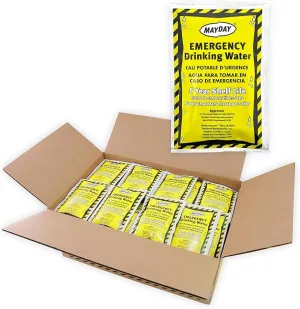 Mayday Pouch Water, Coast Guard Emergency Water, 5-Year Shelf LIfe, Disaster Preparedness Supplies for, Earthquake, Fire, Flood, Leak-Proof Pouches, 4.225 Oz/125Ml 50 Pack