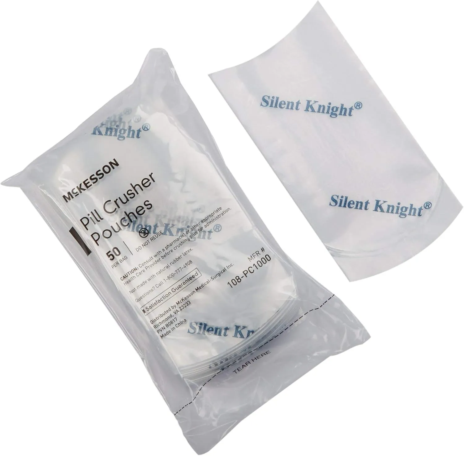 McKesson Pill Crusher Pouches, Single Use, Disposable, Clear, 50 Count, 20 Packs, 1000 Total, 50 Count, 20 Packs, 1000 Total