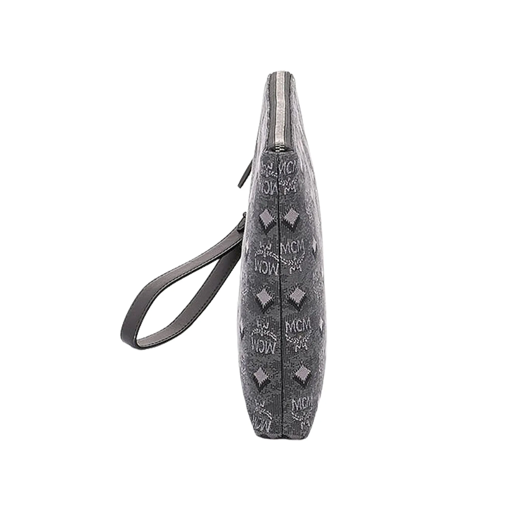 MCM Medium Aren Grey Jacquard Pouch