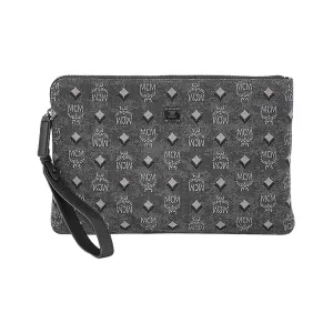 MCM Medium Aren Grey Jacquard Pouch
