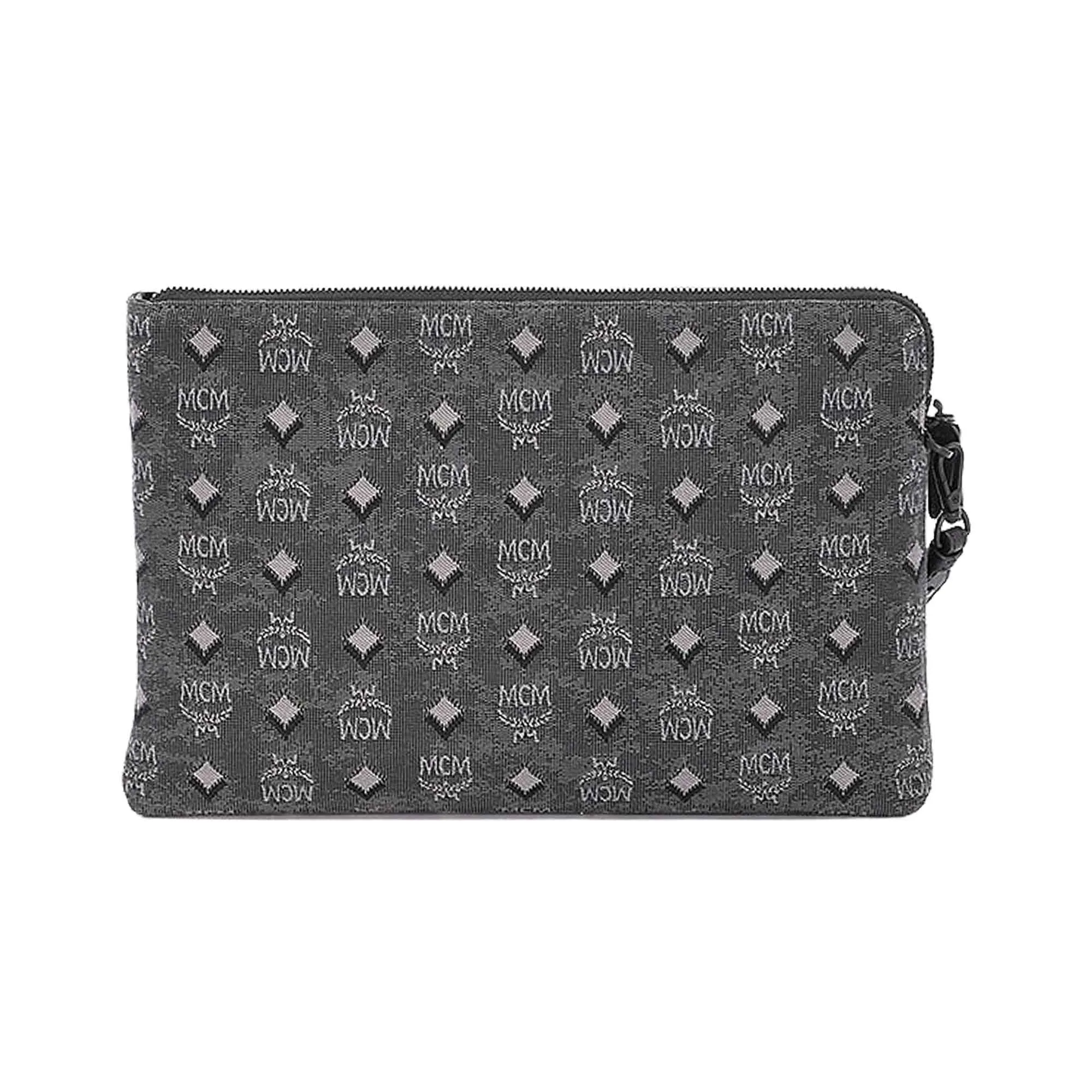 MCM Medium Aren Grey Jacquard Pouch