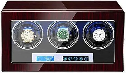 Mechanical Watch Shaker Automatic Watch Winder 3 Watch Winder Box Piano Finish LCD Display Screen Adjustable Watch Pillows LED Illumination (Color : B