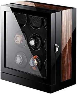 Mechanical Watch Shaker Watch Winder Box for Automatic Watches LCD Screen Display Wood Shell Piano Paint Exterior Blue LED Light Quiet Motor (Size : 4