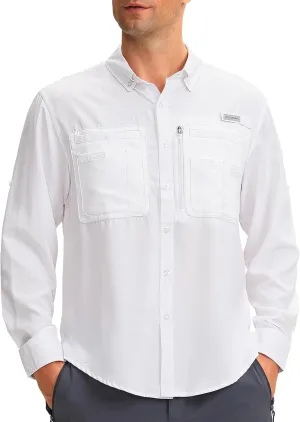 Men's Long Sleeve Sun Protection Fishing Shirt with Zipper Pockets UPF 50  Lightweight Cool Sun Shirts for Men Hiking Outdoor