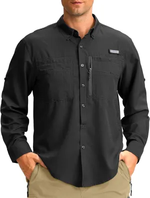 Men's Long Sleeve Sun Protection Fishing Shirt with Zipper Pockets UPF 50  Lightweight Cool Sun Shirts for Men Hiking Outdoor