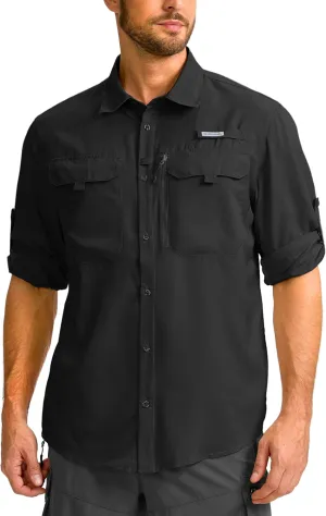 Men's Sun Protection Fishing Shirt with Zipper Pockets Long Sleeve UPF 50  UV Cooling Shirts for Men Hiking Travel