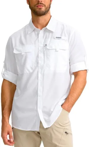 Men's Sun Protection Fishing Shirt with Zipper Pockets Long Sleeve UPF 50  UV Cooling Shirts for Men Hiking Travel