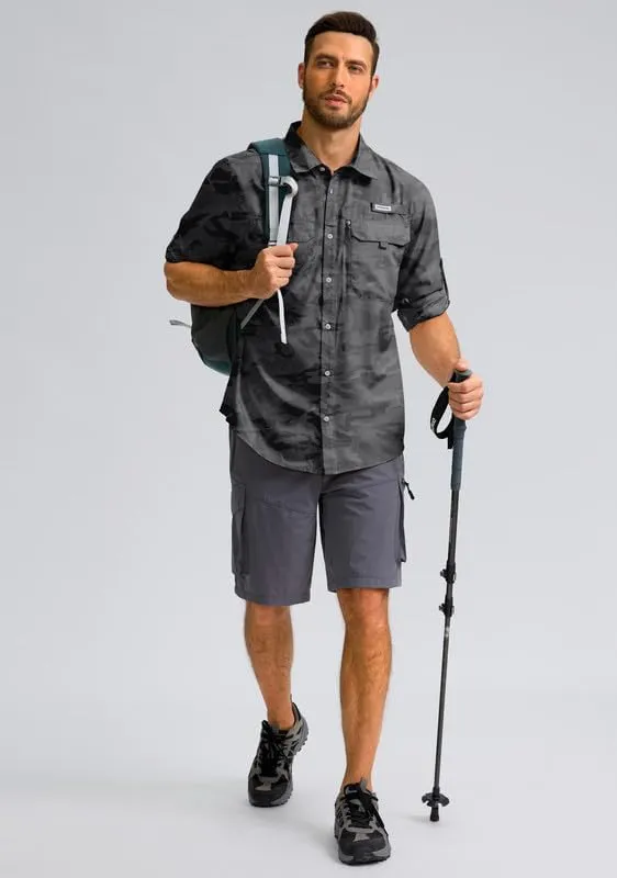 Men's Sun Protection Fishing Shirt with Zipper Pockets Long Sleeve UPF 50  UV Cooling Shirts for Men Hiking Travel