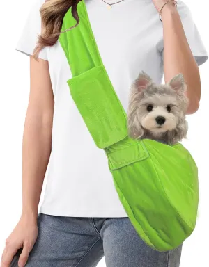 Meow&Woof Small Dog Sling Pouch Carrier, Dogs Bag with Adjustable Strap, Washable Cat Travel Front Chest, Puppy Accessories for Cats Bunny and Small Pet-Green