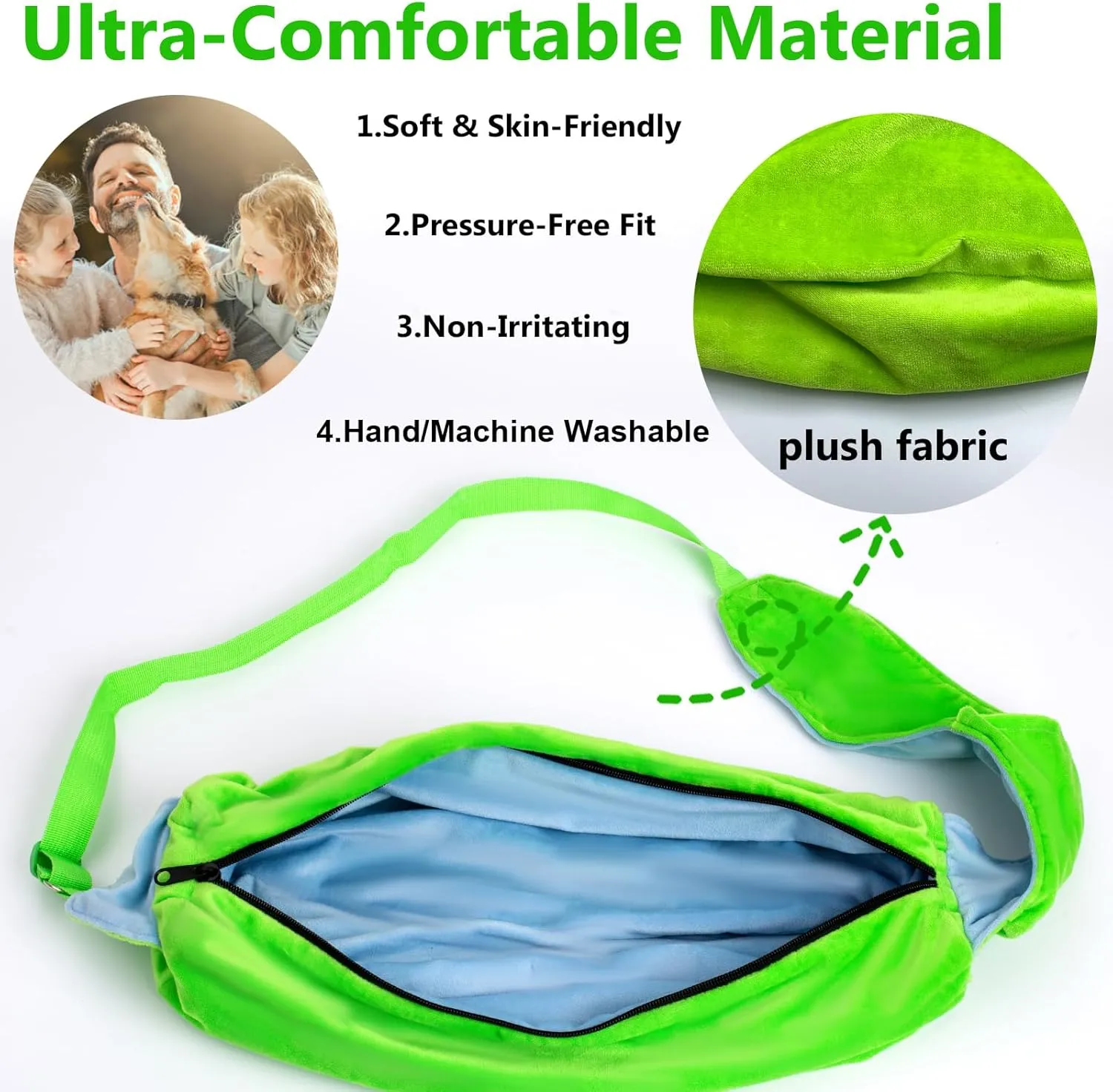 Meow&Woof Small Dog Sling Pouch Carrier, Dogs Bag with Adjustable Strap, Washable Cat Travel Front Chest, Puppy Accessories for Cats Bunny and Small Pet-Green