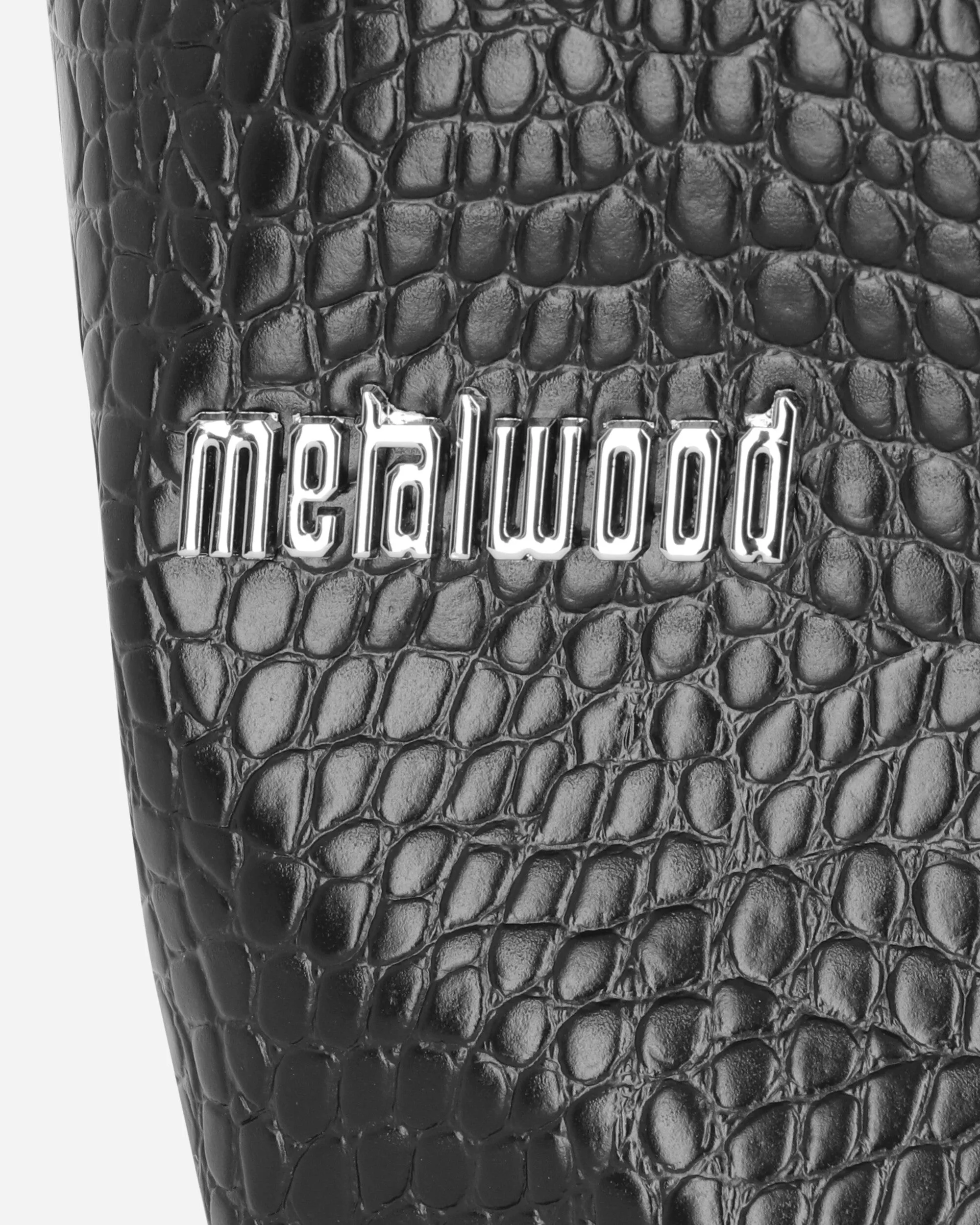 Metal Logo Stud Croc Tote Black