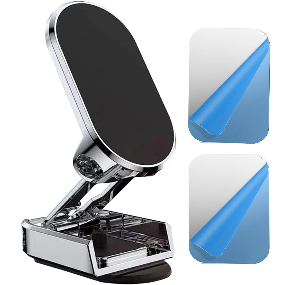 Metal Magnetic Car Mobile Phone Holder Folding Magnet Cell Phone Stand in Car GPS Support For iPhone Xiaomi 360° Rotatable Mount