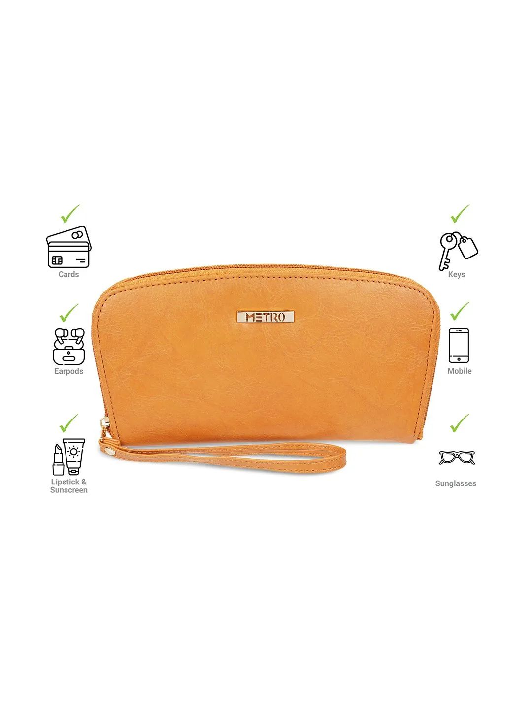 Metro Women Textured Zip Around Wallet