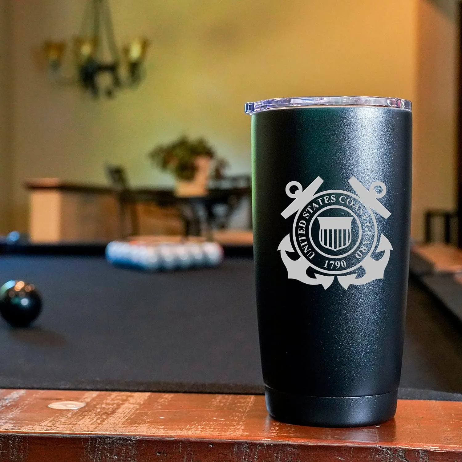 Military Gift Shop 20oz Coast Guard Tumbler, Double-Walled Insulated Steel USCG Coffee Mug with Lid | Coast Guard Gifts | Disabled USMC Veteran Owned SMALL Business