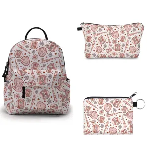 Mini Backpack, Pouch, & Mini Pouch Bundled Set - Baseball Floral