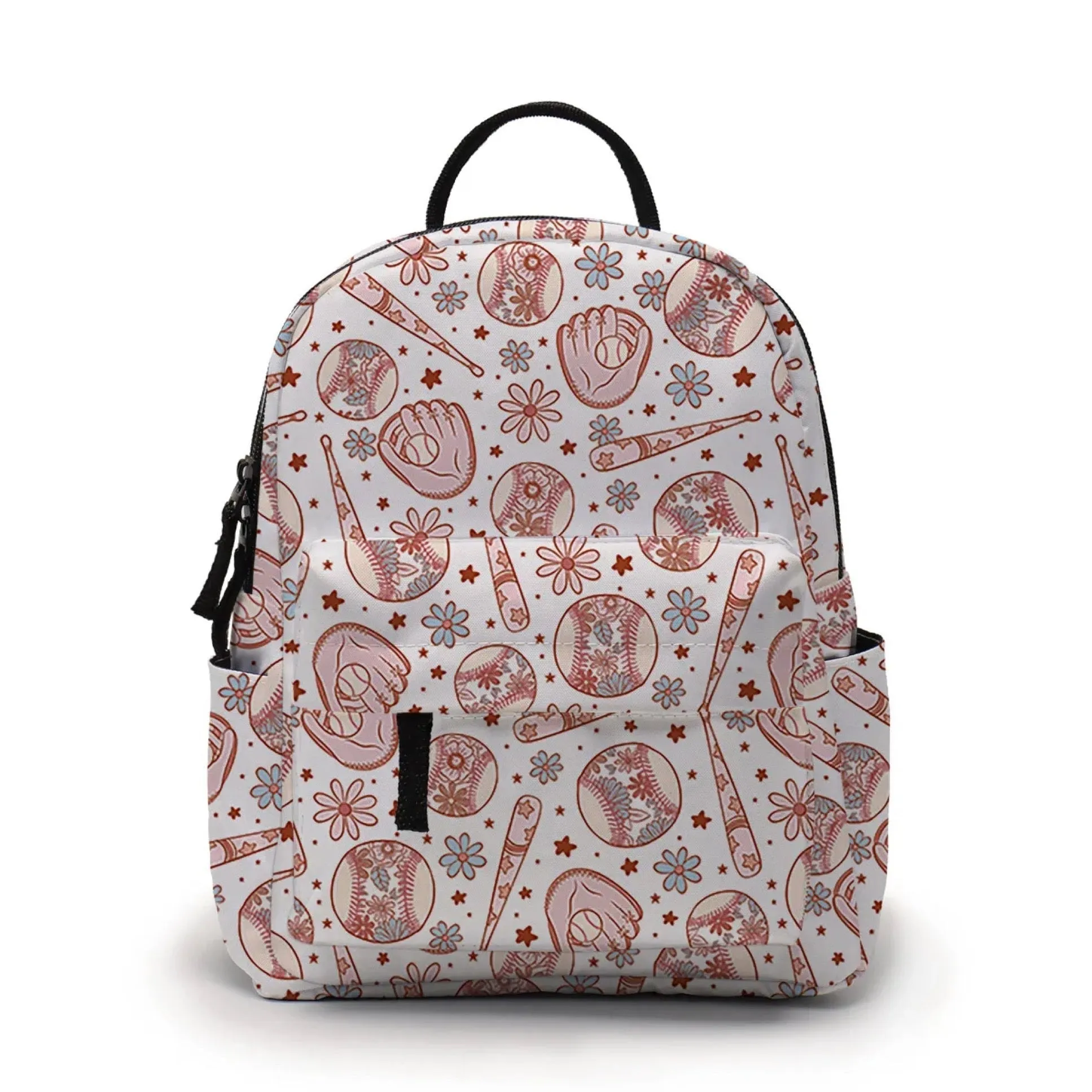Mini Backpack, Pouch, & Mini Pouch Bundled Set - Baseball Floral