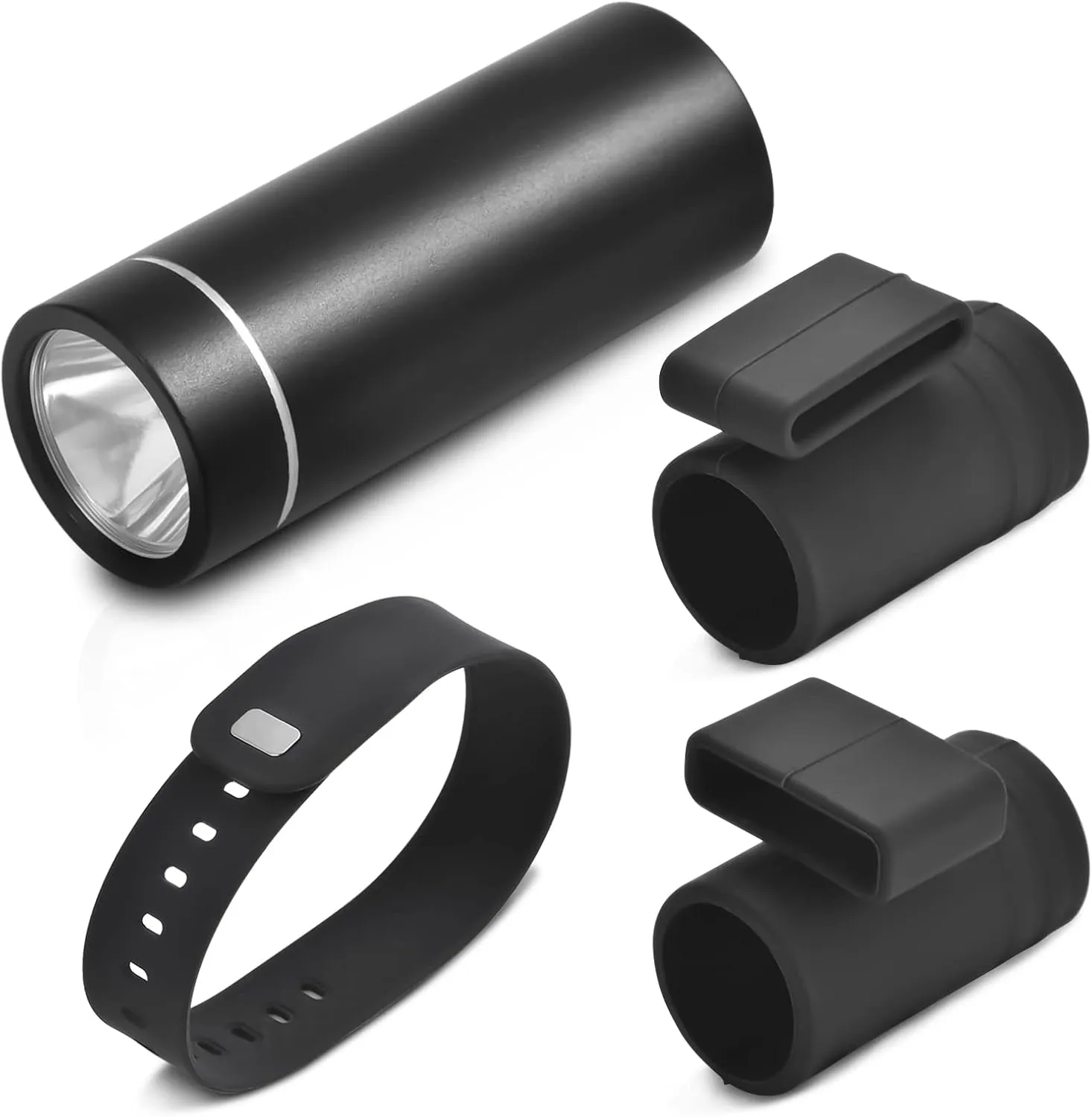 Mini Flashlight, Pocket Handheld Wrist Watch Flash Light, 200 Lumens Adjustable Brightness LED Torch, Powered Rechargeable Battery USB C Cable for Dog Walking Camping