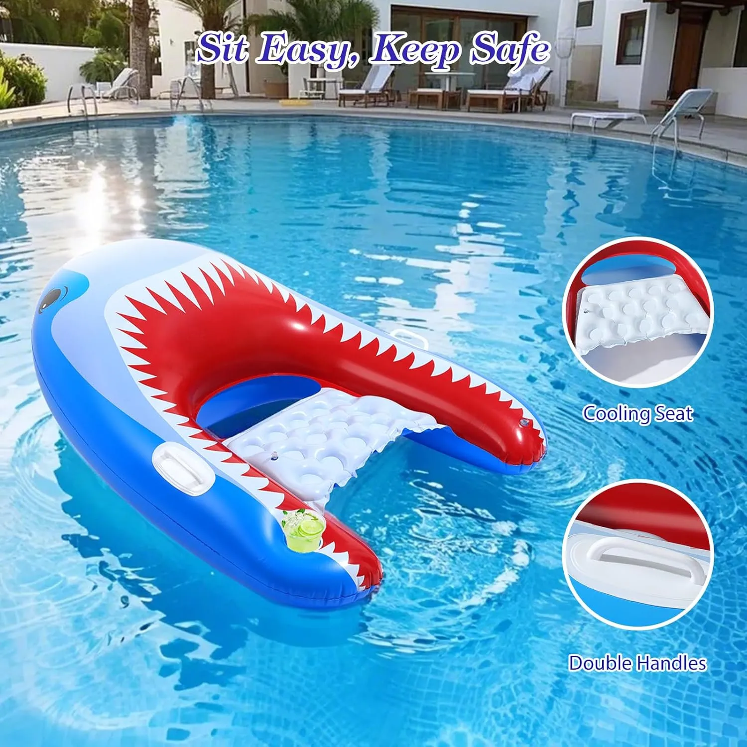 MoKo Pool Floats Adult, Inflatable Chairs, Pool Floaties, Inflatable Pool Toys with Cup Holders for Beach Party Water Park