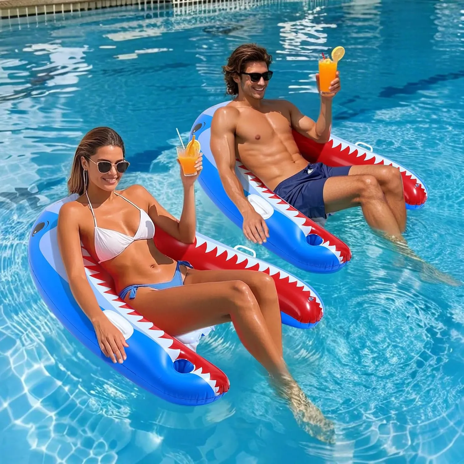 MoKo Pool Floats Adult, Inflatable Chairs, Pool Floaties, Inflatable Pool Toys with Cup Holders for Beach Party Water Park