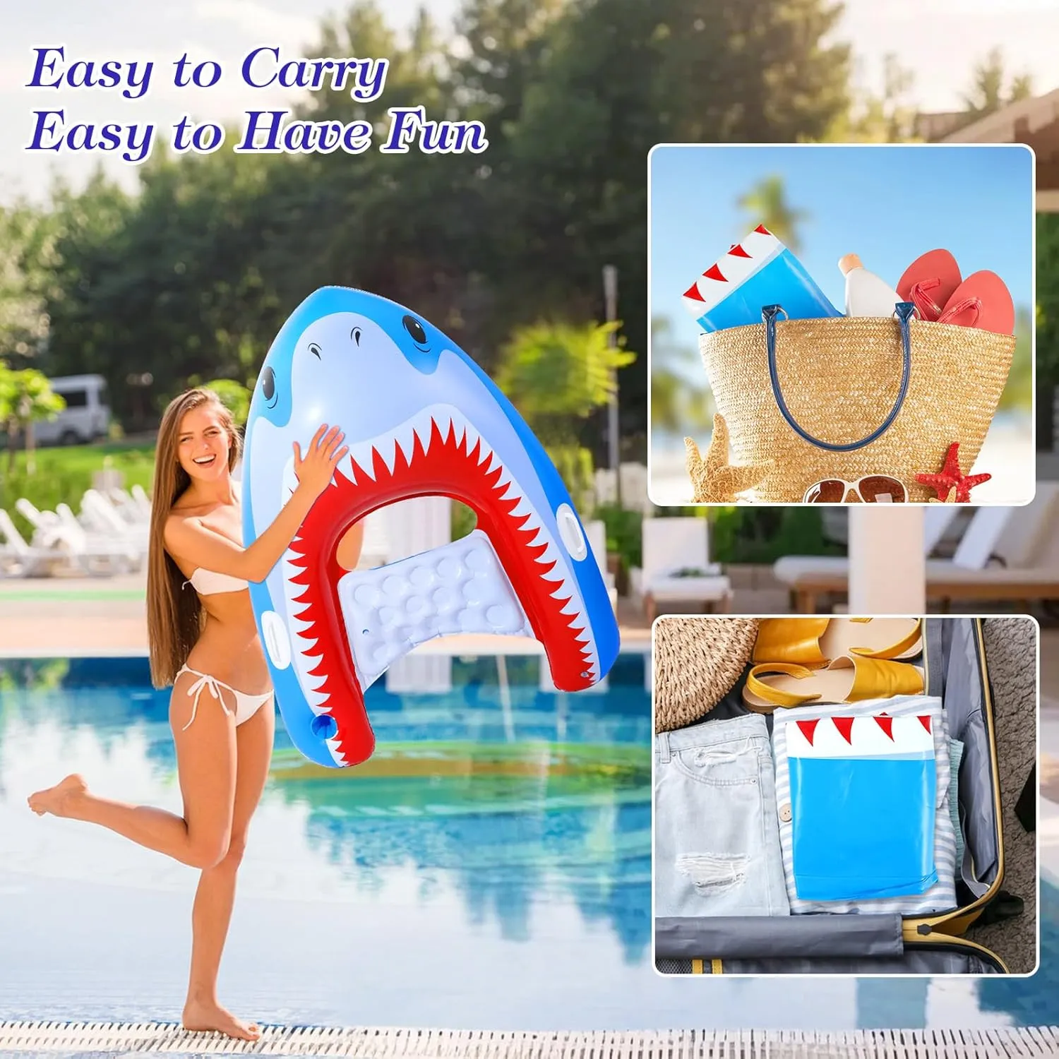 MoKo Pool Floats Adult, Inflatable Chairs, Pool Floaties, Inflatable Pool Toys with Cup Holders for Beach Party Water Park