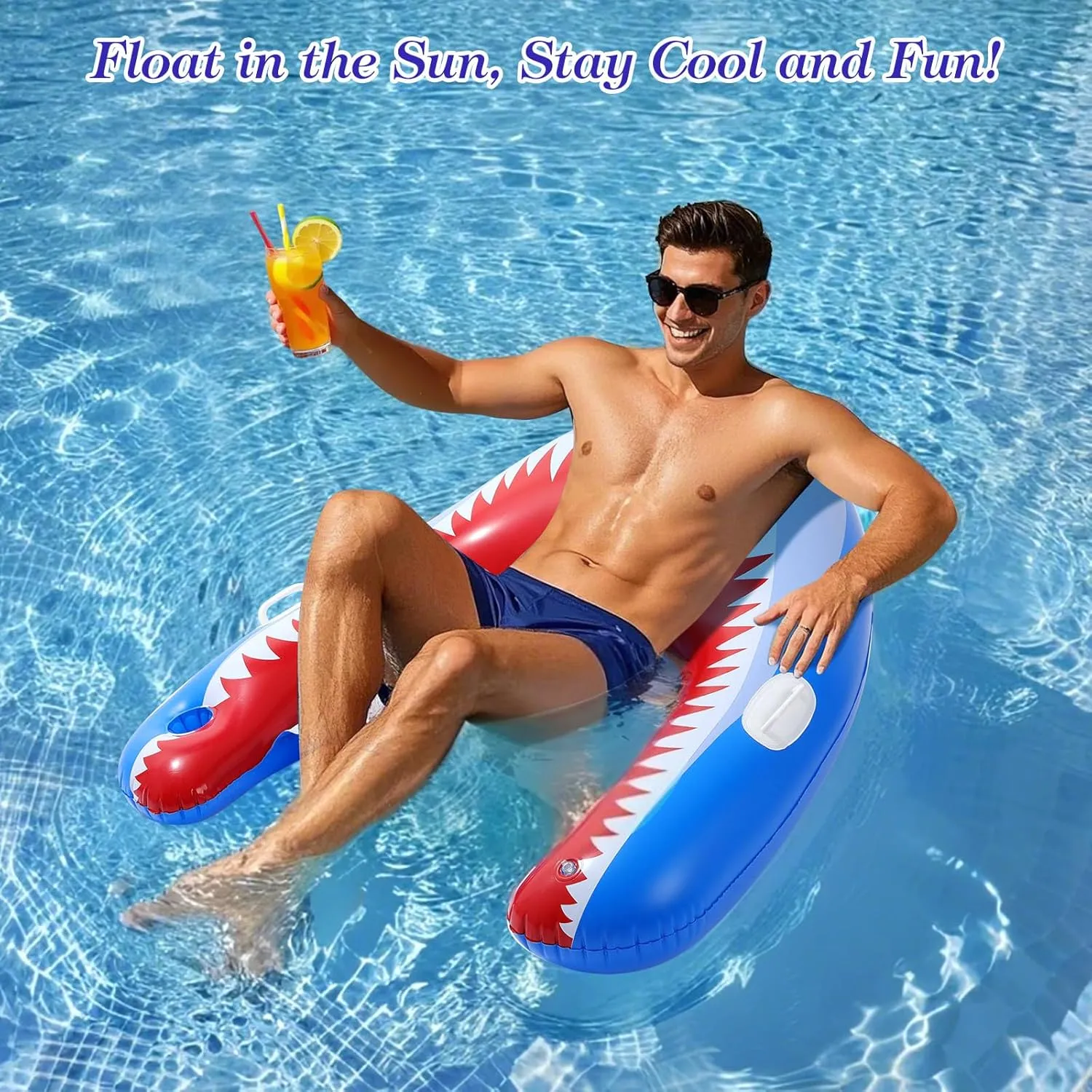 MoKo Pool Floats Adult, Inflatable Chairs, Pool Floaties, Inflatable Pool Toys with Cup Holders for Beach Party Water Park
