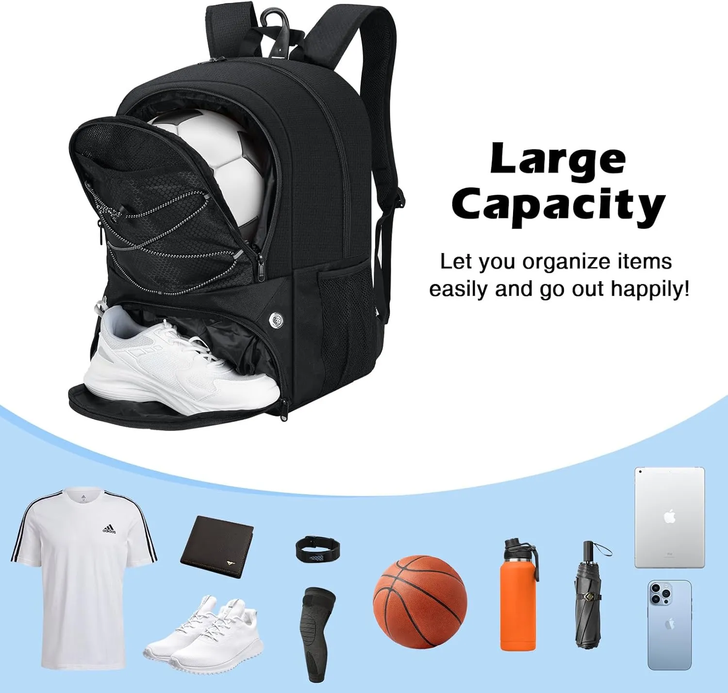 MoKo Soccer Bag Backpack, Basketball Backpack for Men & Women with Separate Ball