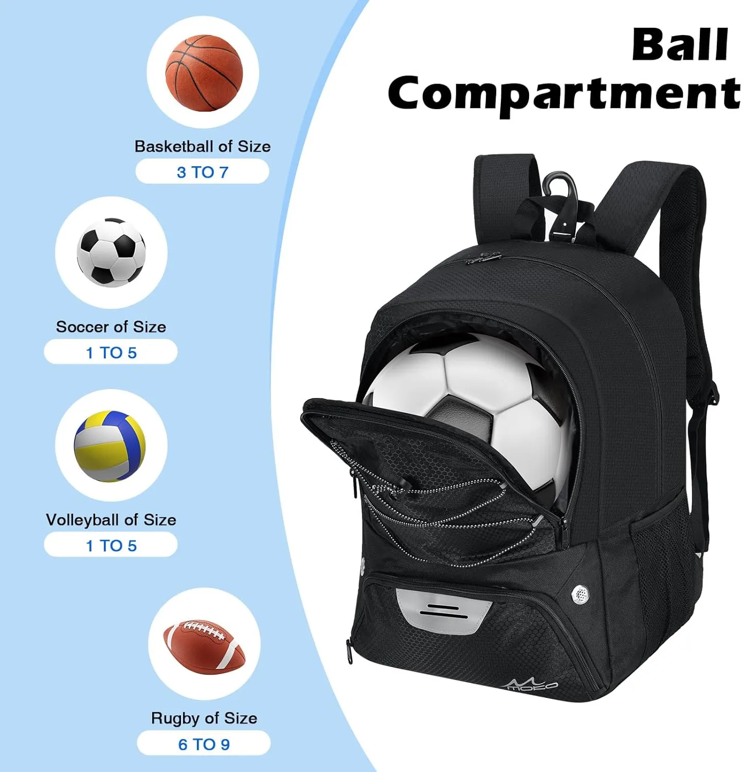 MoKo Soccer Bag Backpack, Basketball Backpack for Men & Women with Separate Ball