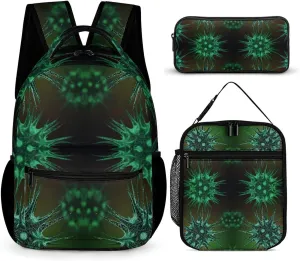 Molecules of The Virus Funny Backpack Set Lunch Bag Pencil Case Bag 3 in 1 for Men Women Travel Backpacks