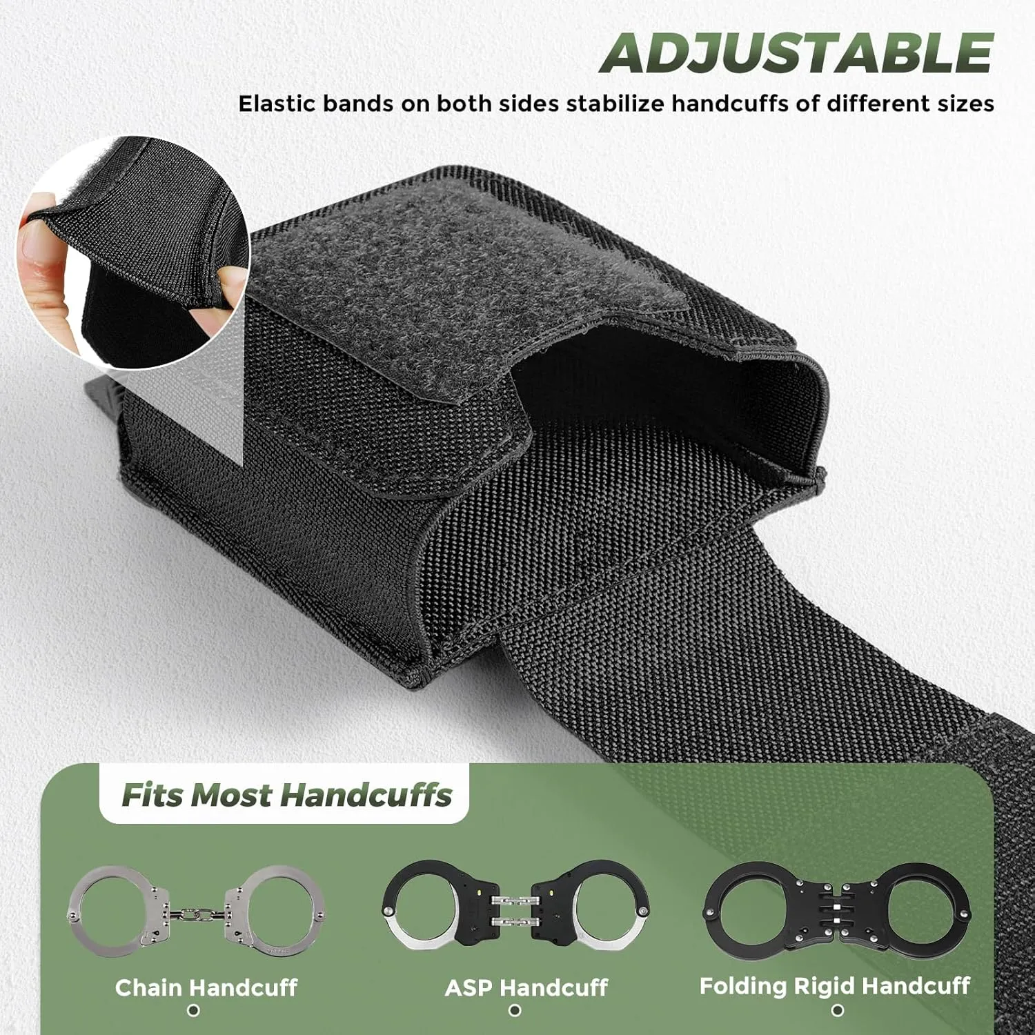 Molle Handcuff Pouch, Handcuff Case for Duty Belt/Tactical Vest, Handcuff Holster with USA Flag Patch Fit ASP Handcuff/Hinged Handcuff/Chain Handcuff/Folding Rigid Handcuff