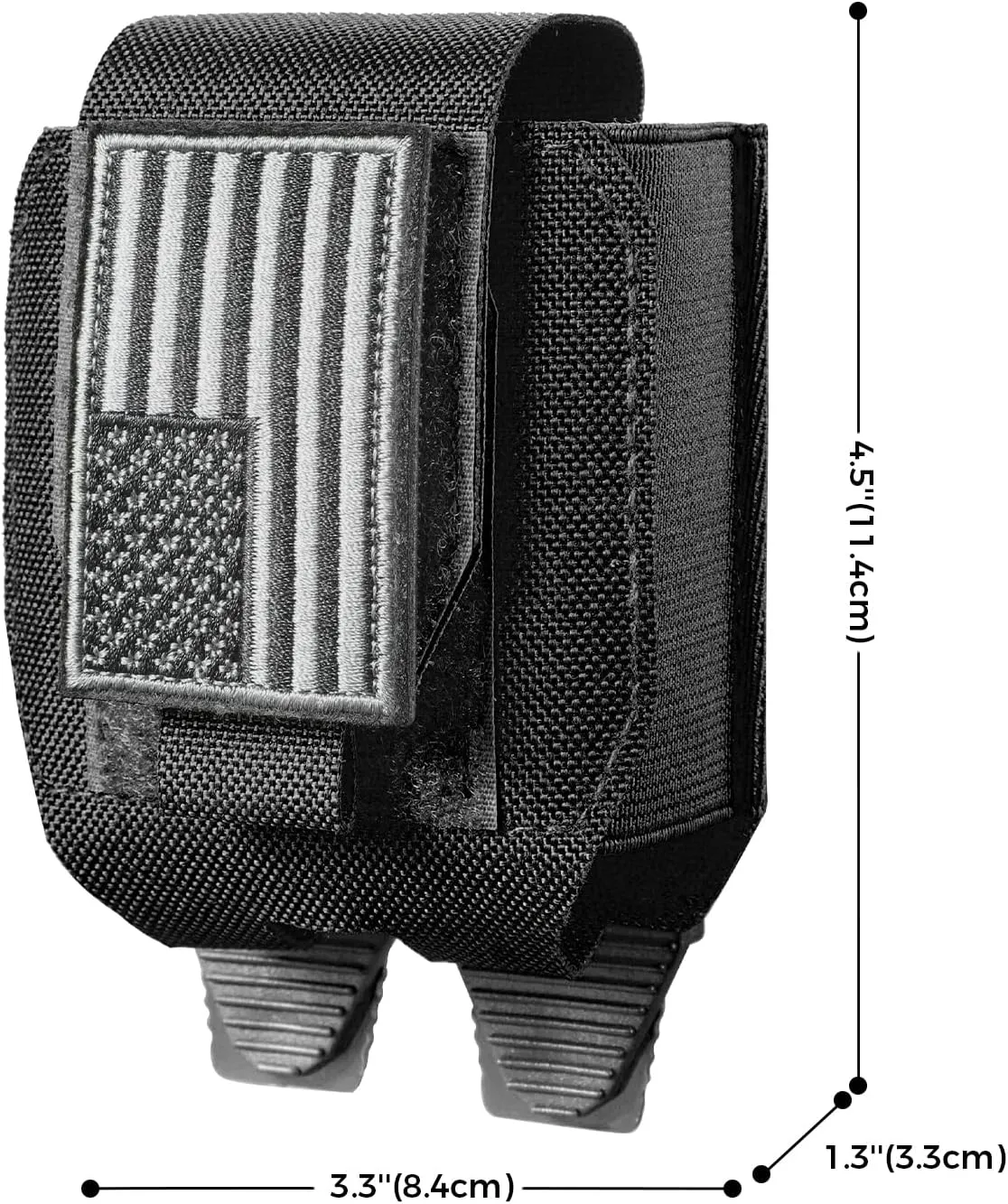 Molle Handcuff Pouch, Handcuff Case for Duty Belt/Tactical Vest, Handcuff Holster with USA Flag Patch Fit ASP Handcuff/Hinged Handcuff/Chain Handcuff/Folding Rigid Handcuff