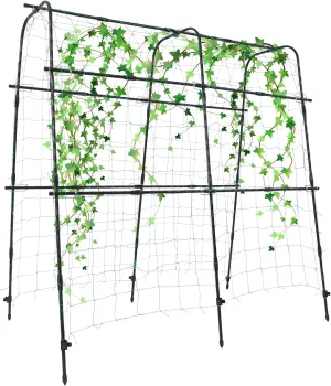 Montresor Cucumber Trellis 5.3FT Black PE Coated Stainless Steel Garden Trellis for Climbing Plants Outdoor, Garden Trellis Arch for Vegetables, Gardening Pea Trellis with Trellis Netting