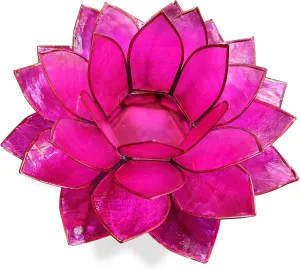 Moonshadow Handmade Capiz Shell Lotus Tea Light Holder, Elegant Blooming Flower Design with Natural Translucent Finish, Ideal for Home Decor, Meditation, Weddings & Serene Centerpieces, Pink