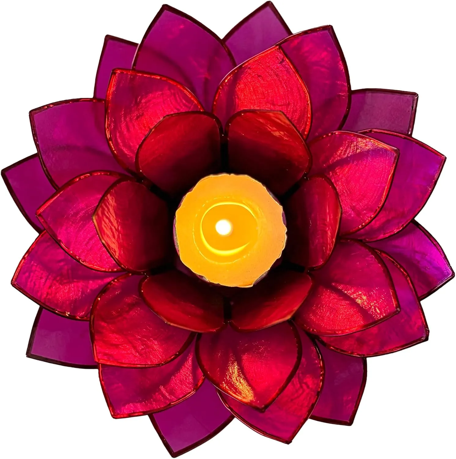 Moonshadow Handmade Capiz Shell Lotus Tea Light Holder, Elegant Blooming Flower Design with Natural Translucent Finish, Ideal for Home Decor, Meditation, Weddings & Serene Centerpieces, Pink